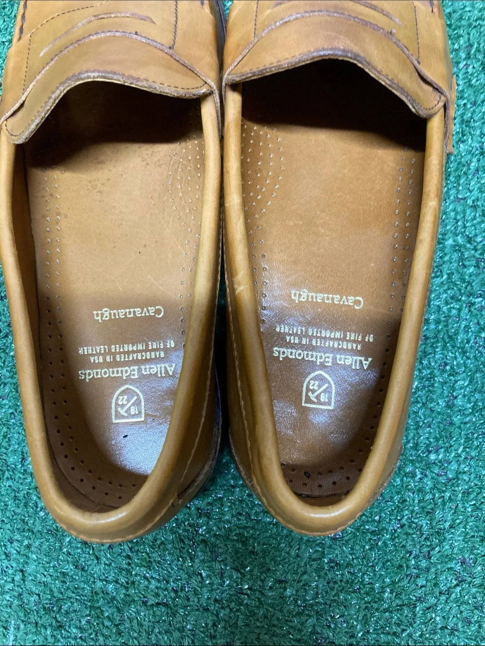 Men's Allen Edmonds Tan Leather Cavanaugh Penny Loafers sz 11.5 (OKPM-09-027)